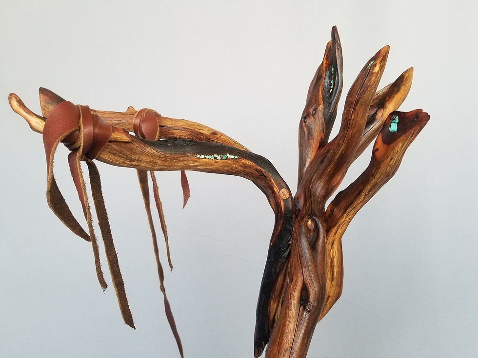 Thumbnail: #25 Custom Manzanita Guitar Stand with Turquoise Inlay
