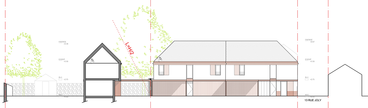 Construction de 3 maisons et réaménagement d'un immeuble