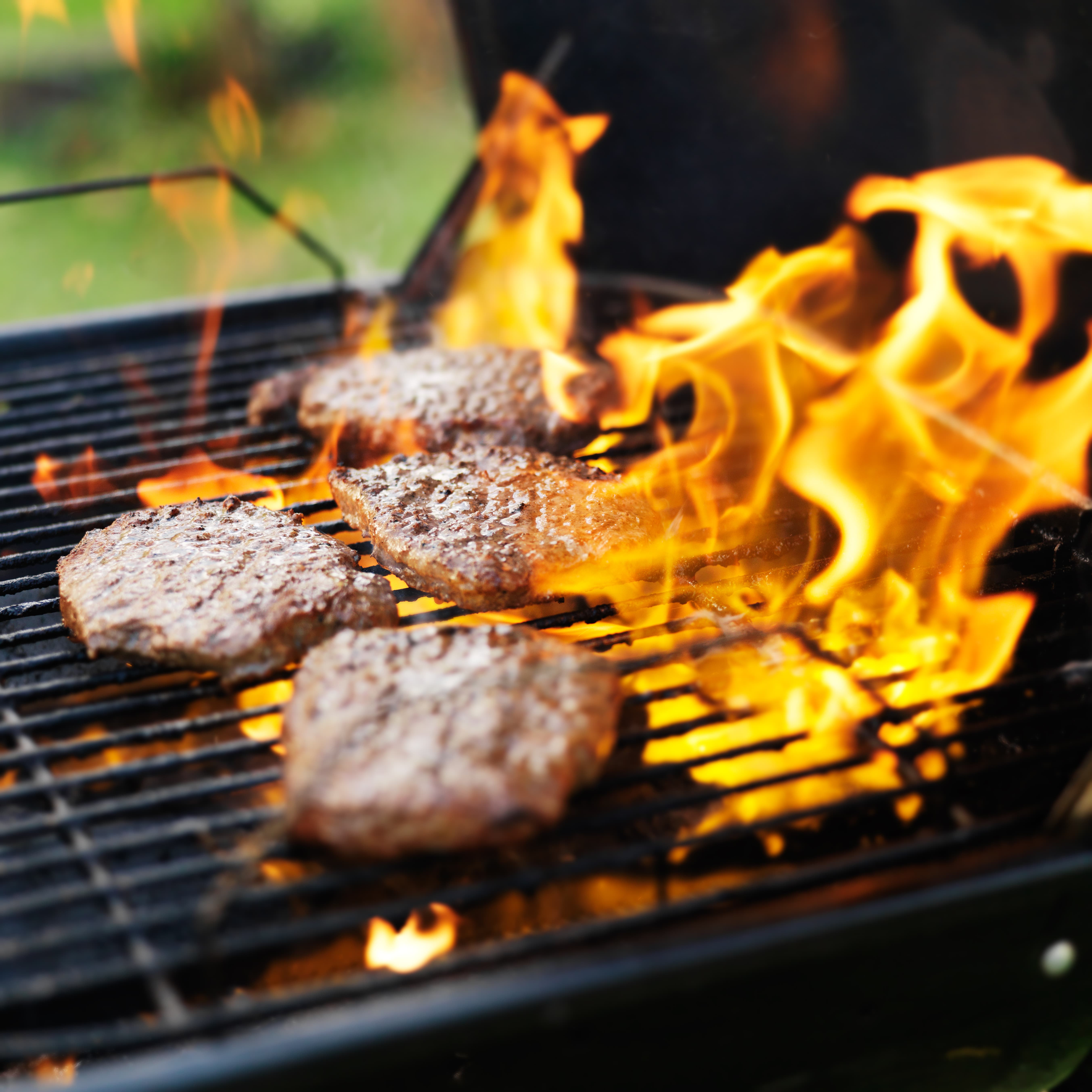 grilling hamburgers over high heat