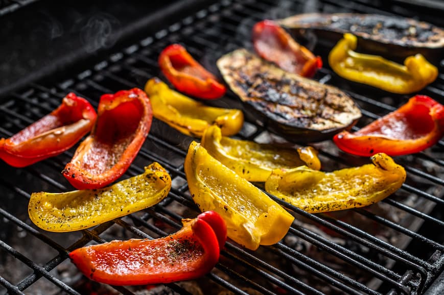 grilling vegetables on a grill
