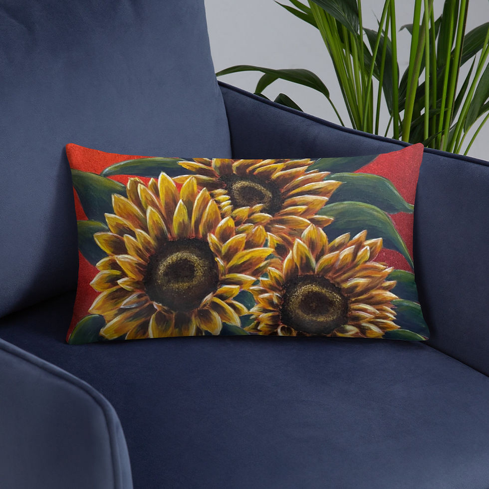 Thumbnail: 3D sunflowers throw pillow