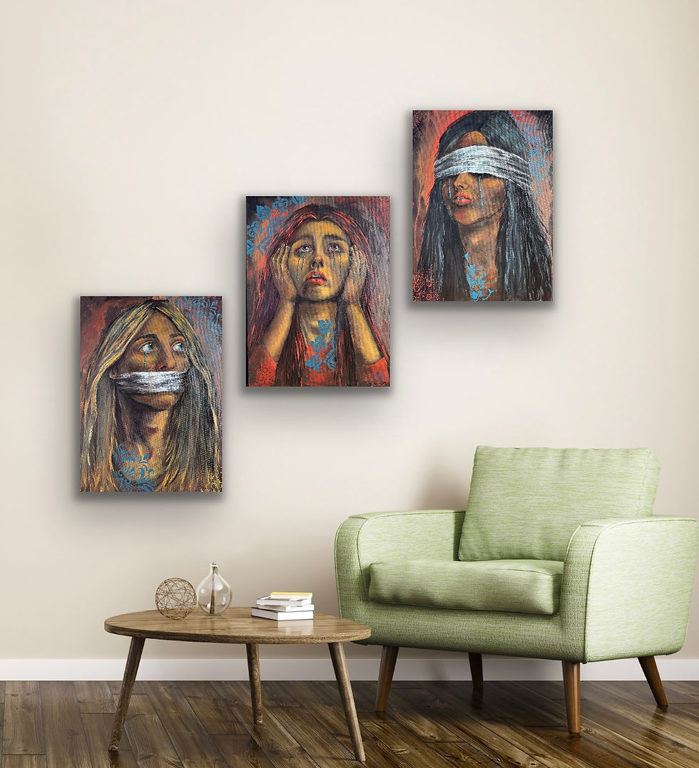 Art that speaks to the soul: Expressive portraits capture the essence of finding one's voice and embracing authenticity without seeking approval.