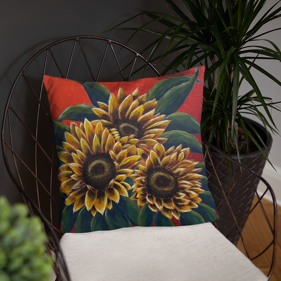 Thumbnail: 3D sunflowers throw pillow