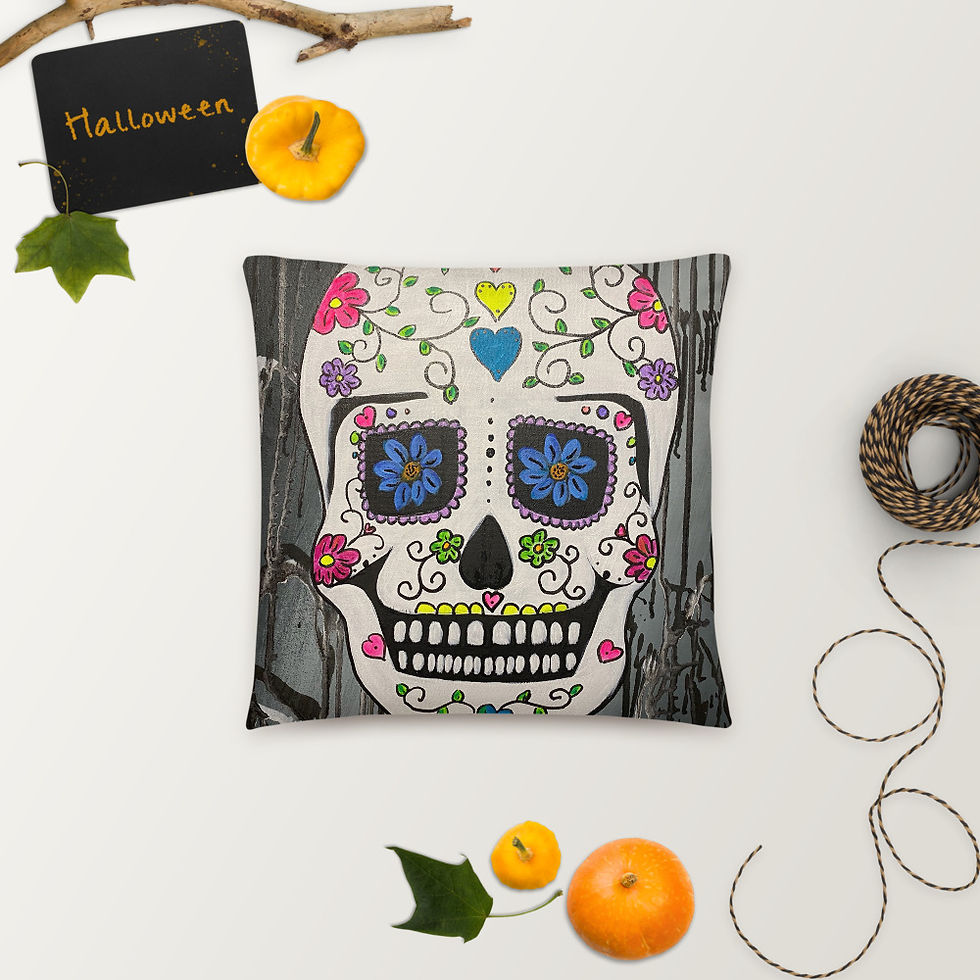 Thumbnail: Sugar skull throw pillow
