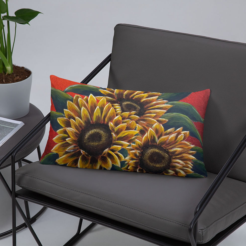 Thumbnail: 3D sunflowers throw pillow