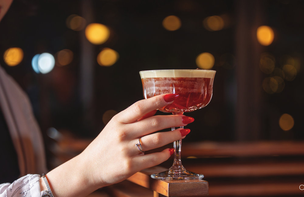 Concept Art beverage photography in a restaurant setting.