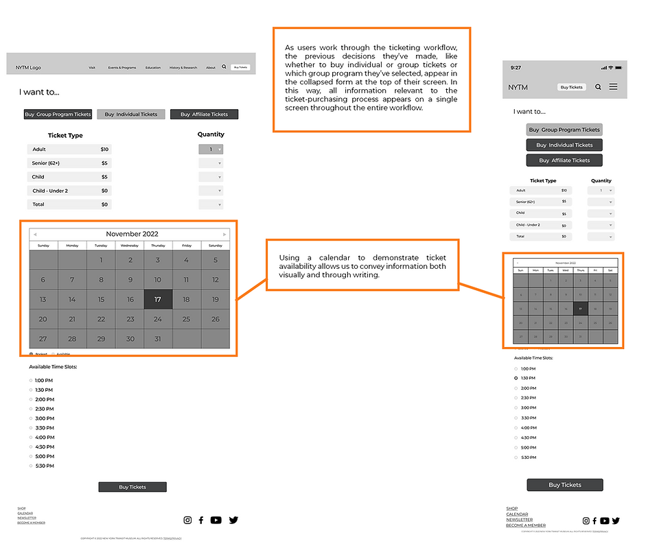 Ticket Selection Desktop & Mobile Redesign