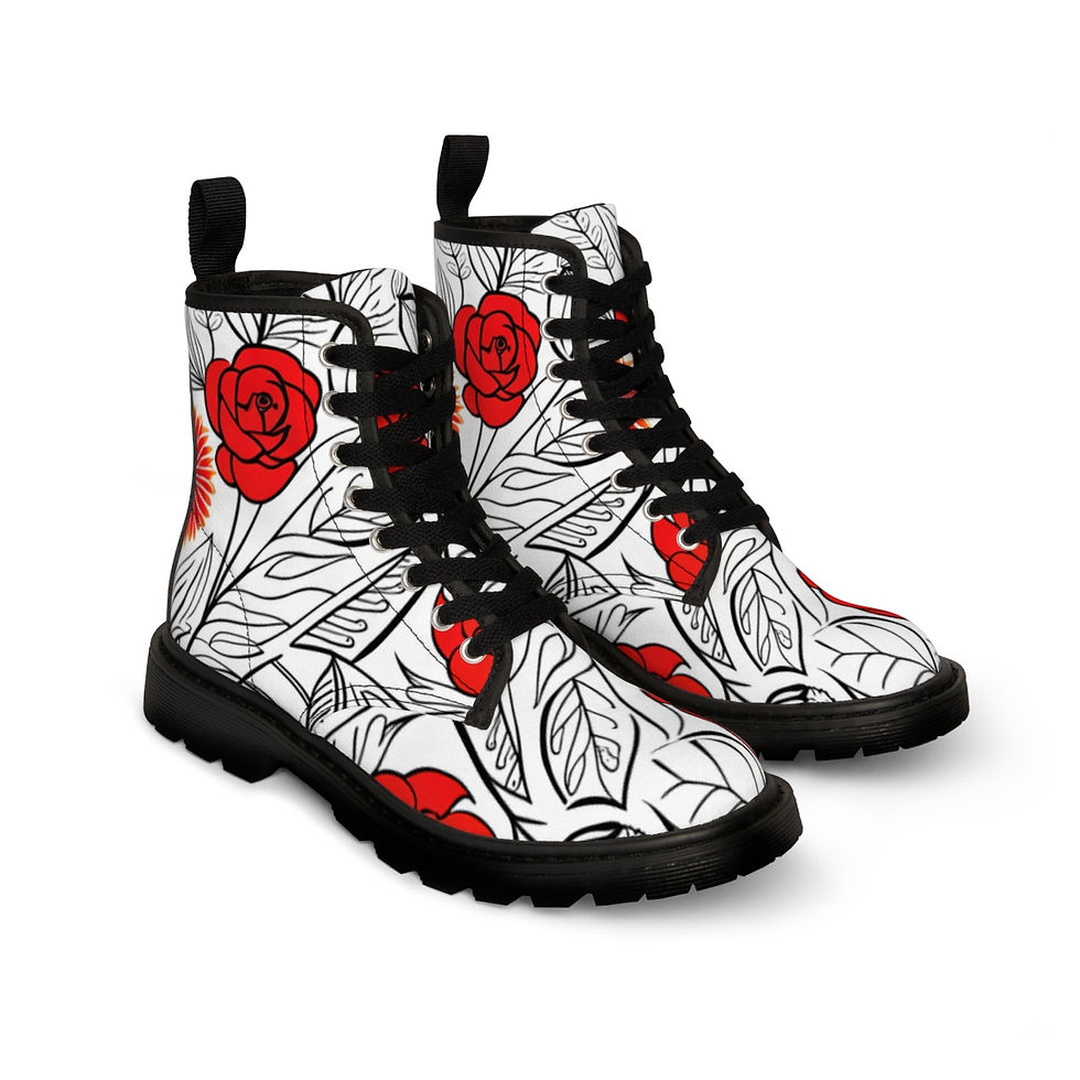 Thumbnail: Unisex Floral Doc-Style Boots