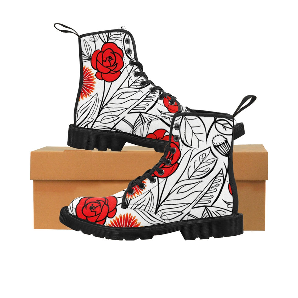 Thumbnail: Unisex Floral Doc-Style Boots