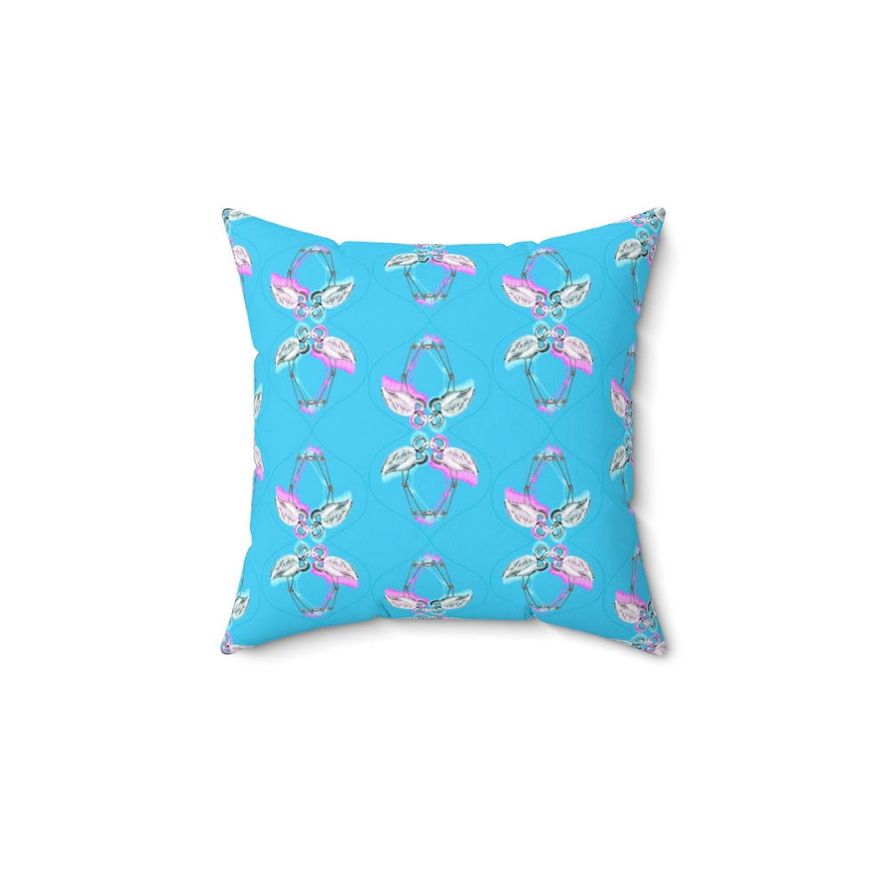 Thumbnail: "Flamingos" Faux Suede Square Pillow + Case:Blueberry
