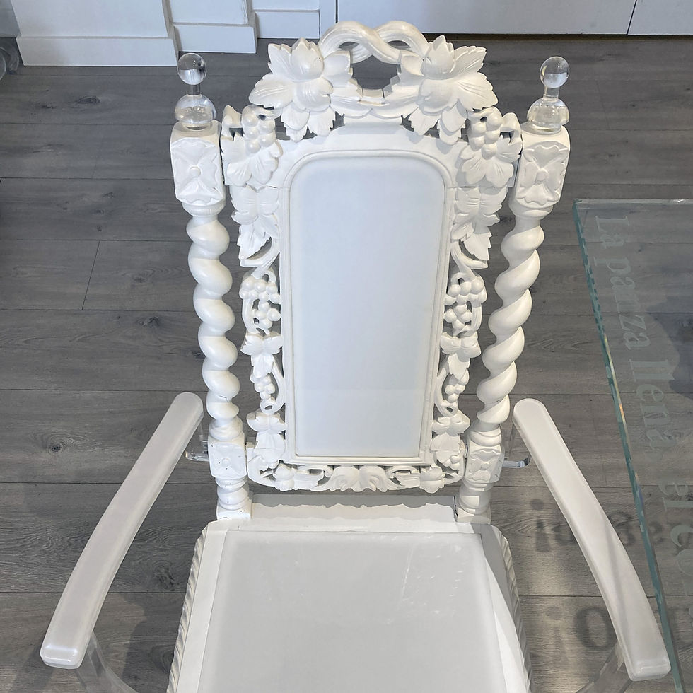 Thumbnail: White Antique Arm Chairs, Modified, White Lucite Arm, White Lucite Seat and back