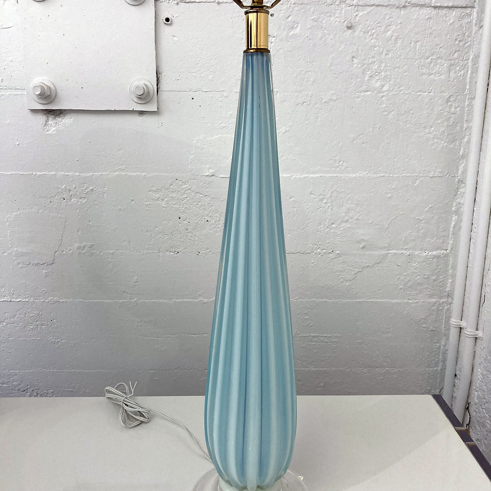 Thumbnail: Eames Era Blue Opalescent Lamps  Rebuilt & Rewired  Material: Art Glass and Lucite