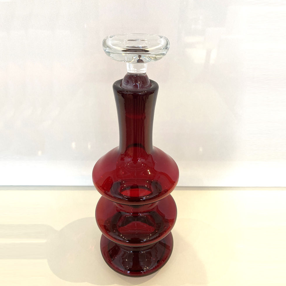 Vintage Three Tier Ruby Red Bischoff Hand Crafted Carafe