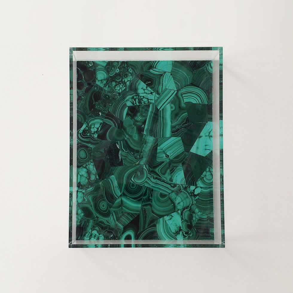 Thumbnail: Lucite Acrylic Tray Handmade Green Malachite image