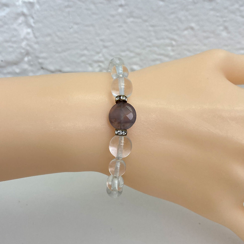 Thumbnail: Beaded Bracelets, Bangles, Black Onyx, Gray Pearls