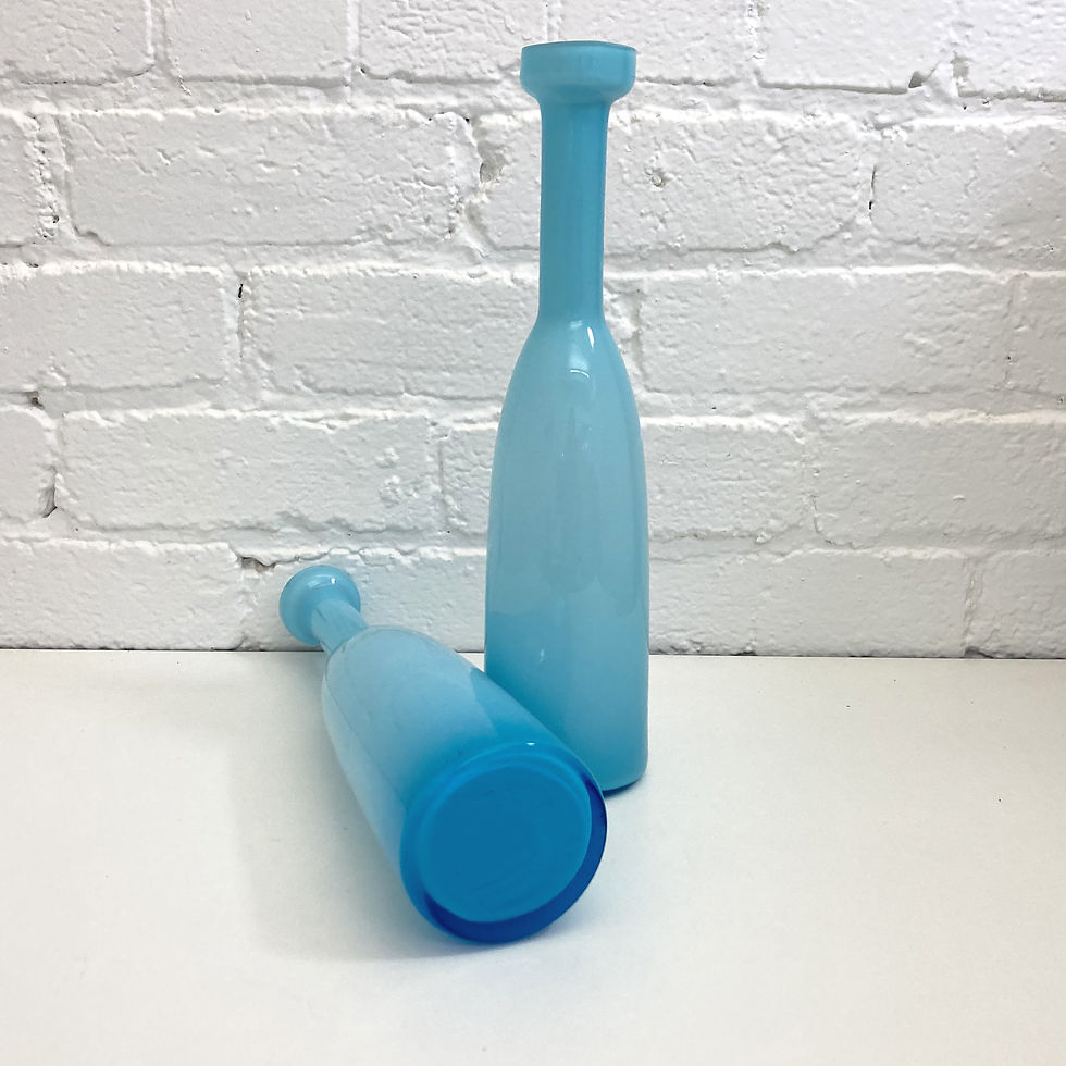 Thumbnail: A pair of Vintage Holmegaard Blue Cased Glass Carnaby Vases