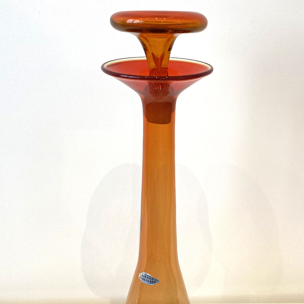 Thumbnail: Vintage Blenko Tangerine Decanter, Wayne Husted, Orange-Yellow