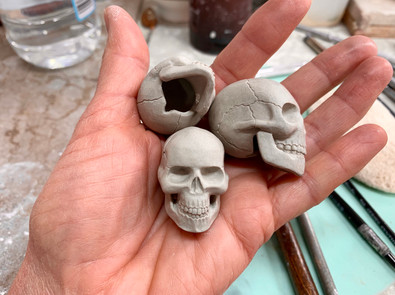 Memento Mori skulls. Porcelain skulls. Dunedin Ceramics