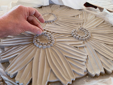 Porcelain Daisy table construction. Dunedin Ceramics