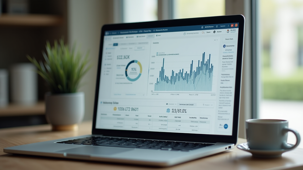 Close-up view of a laptop screen showing real estate marketing analytics