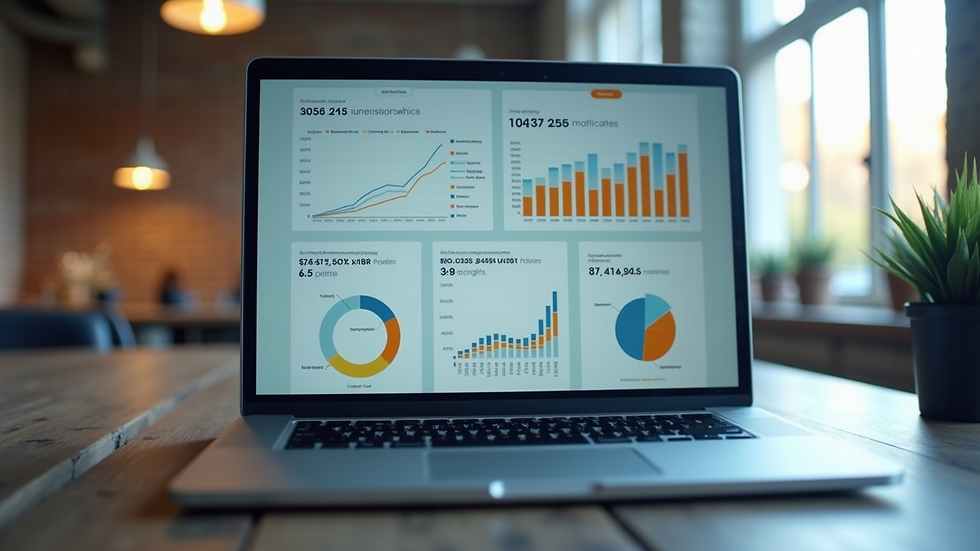 Close-up view of a laptop screen showing real estate analytics dashboard