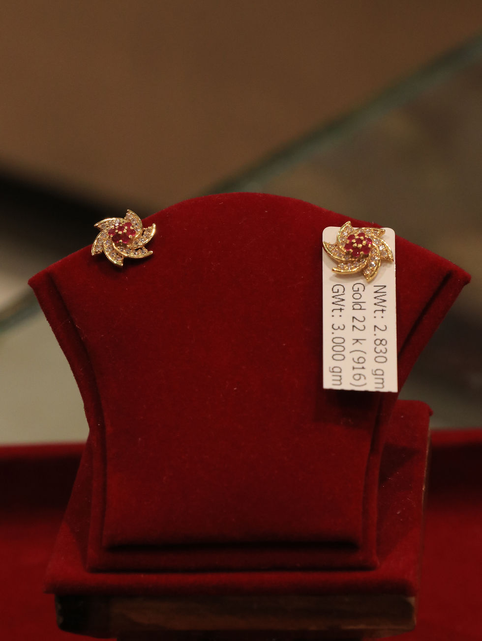 22K gold flower design earrings 24 lal for daily wear in Nepal