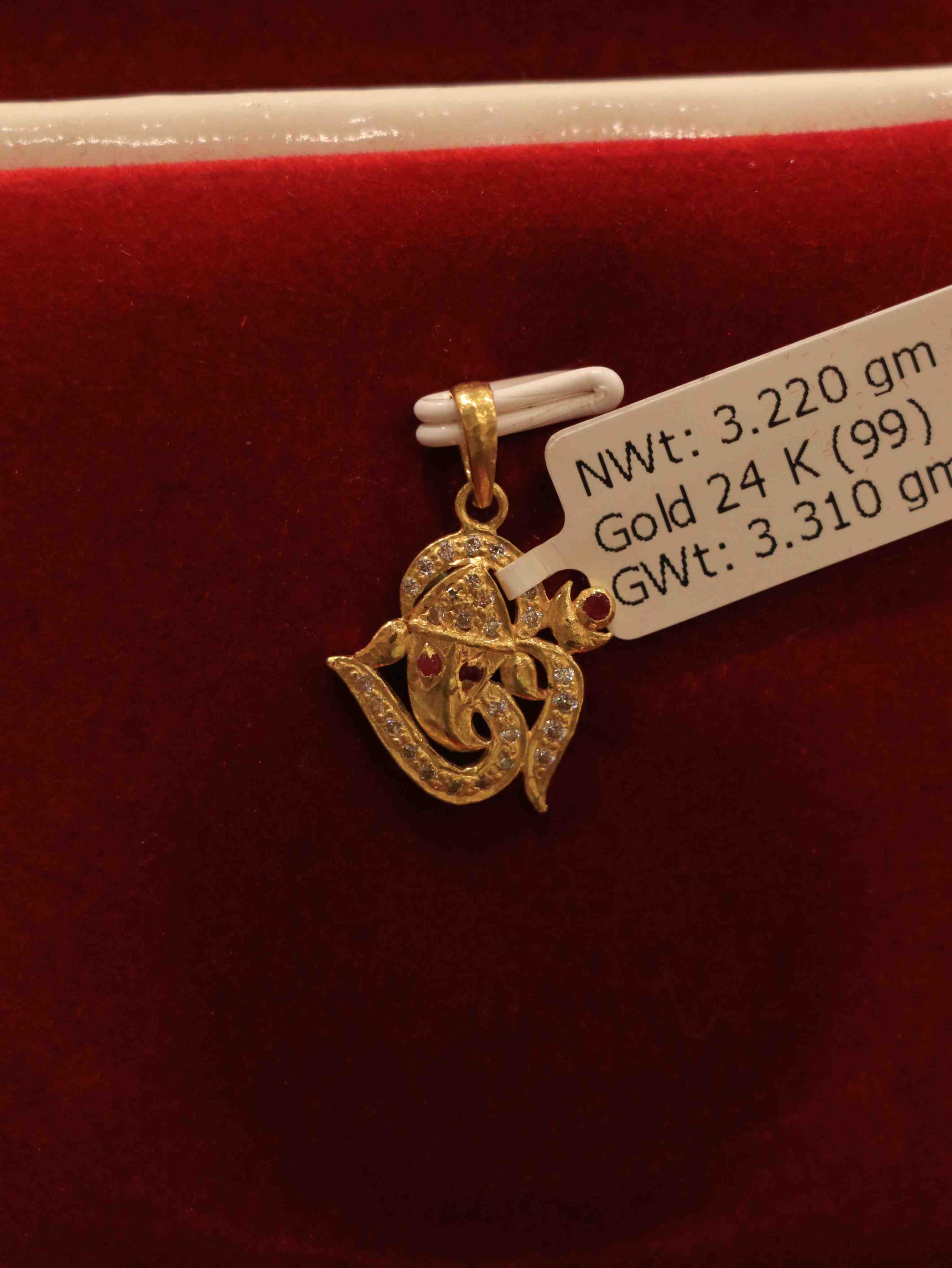 24K Gold Om Design Locket with intricate spiritual motif for daily wear