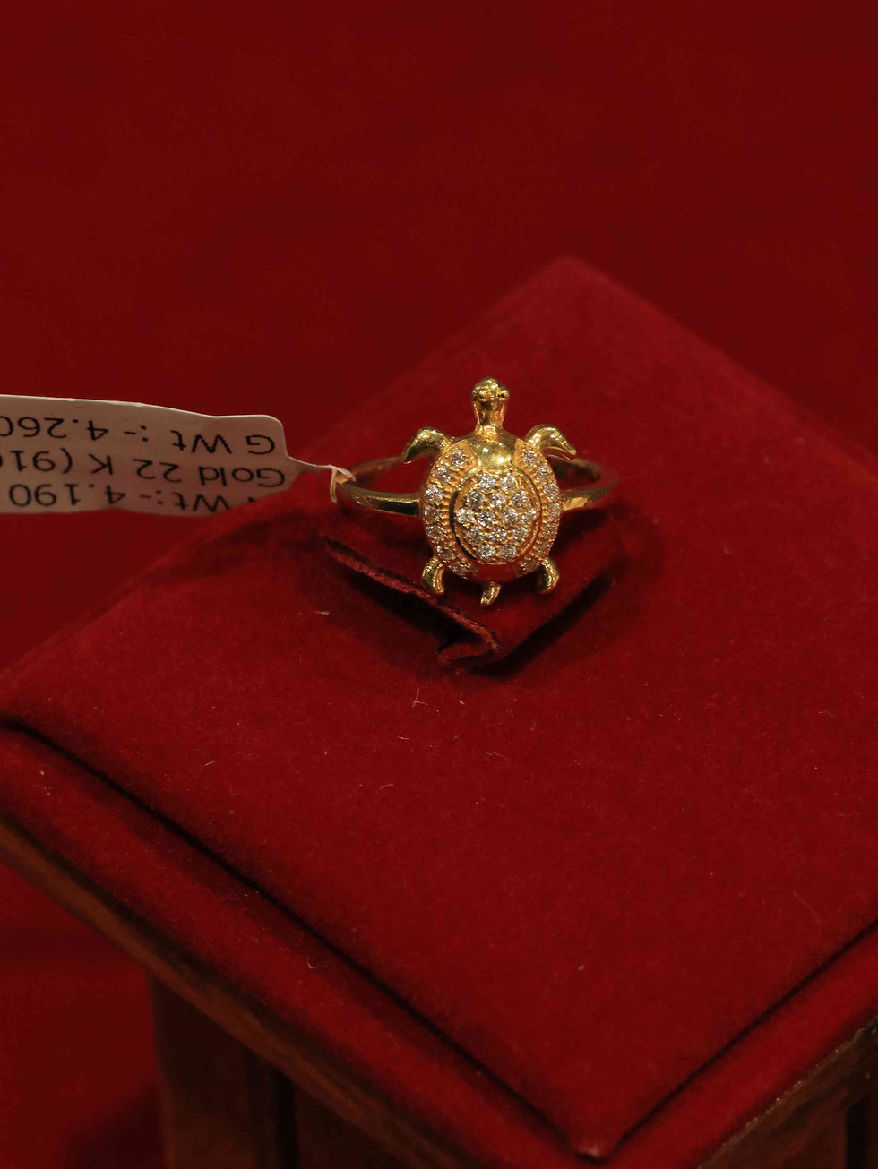 22K Gold Turtle Design Women's Ring in 22K gold with elegant turtle motif for daily wear