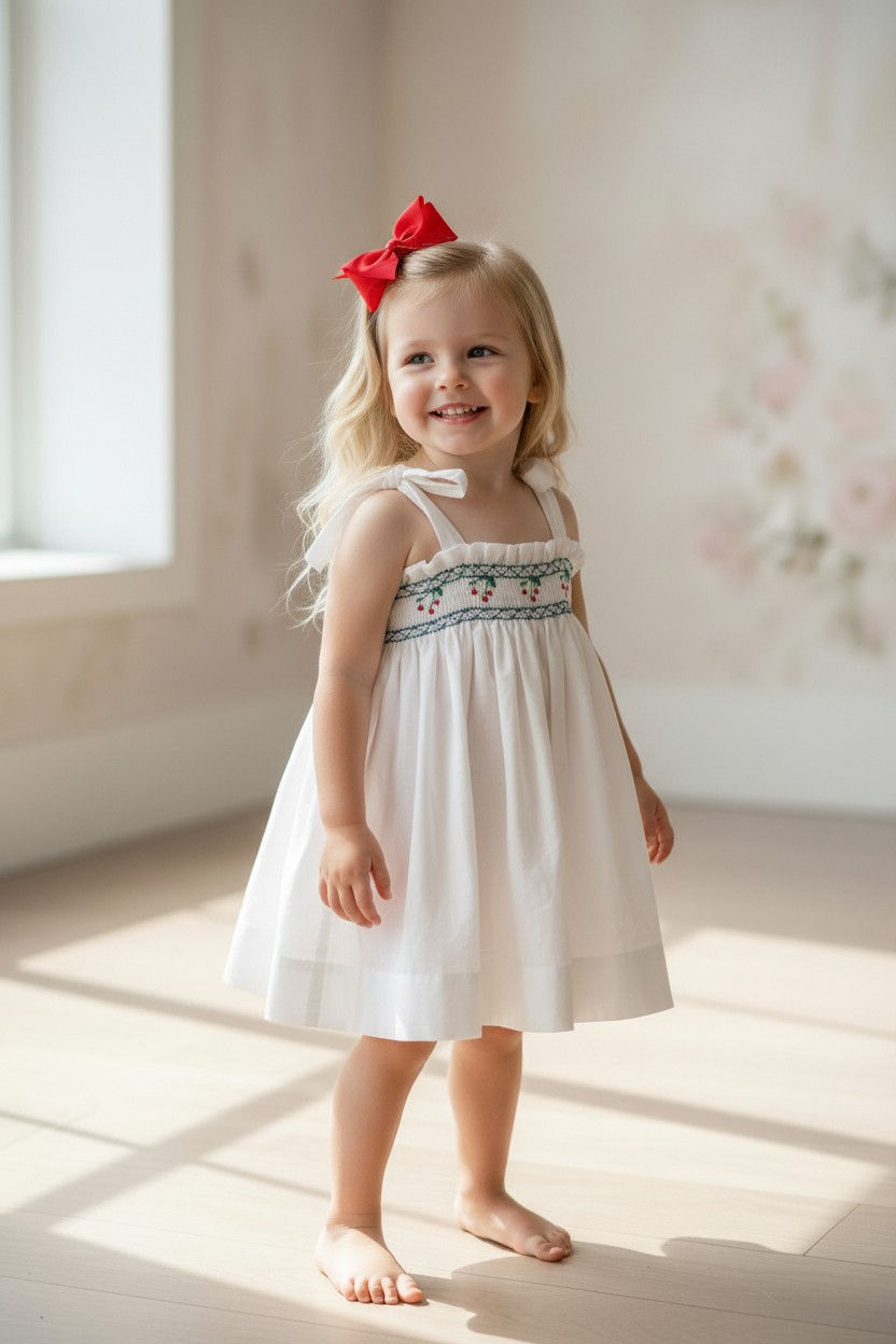 Thumbnail: Vintage Cherry Smocked Tunic Dress