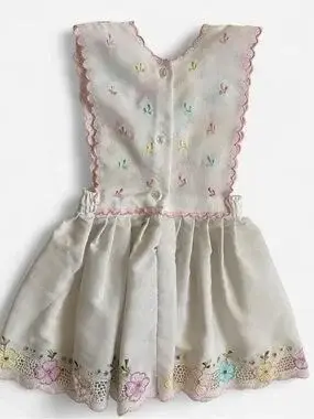 Thumbnail: Vintage Embroidered Open Eyelet Lace Pinafore Dress