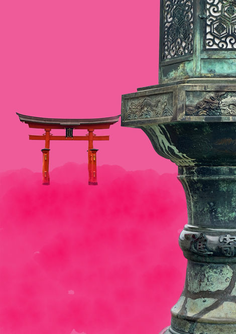 Decorative Japanese landscape.