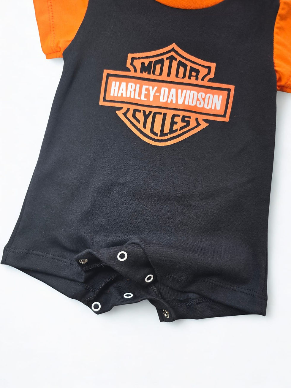 Miniatura: Macacão Curto Bebê Motoqueiro Harley Temático Algodão