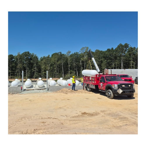 Virginia Propane truck installing propane tanks