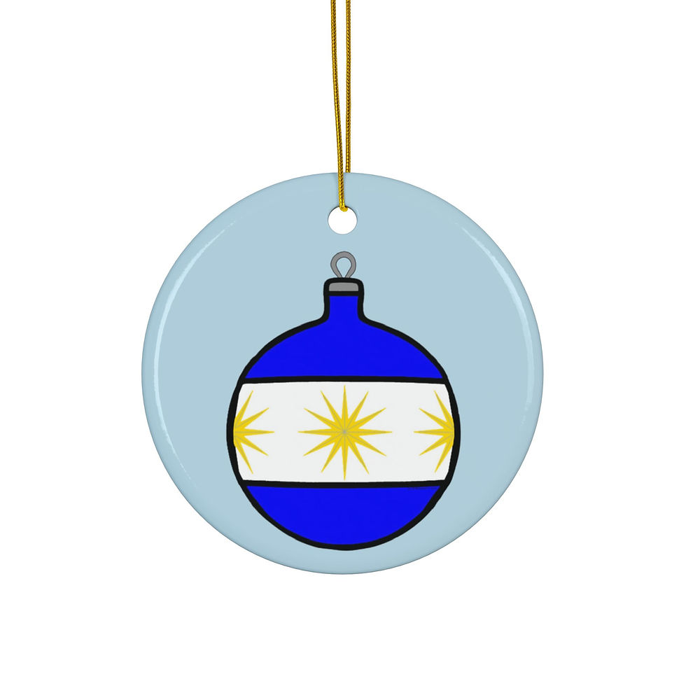 Blue Ball With Gold Stars Ceramic Ornament--Coast & Country