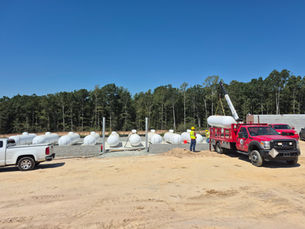 Propane tanks in a tank yard with trucks