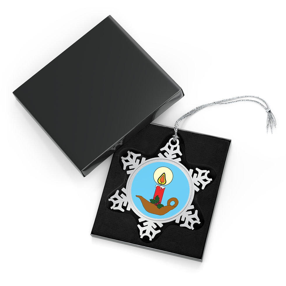 Christmas Candle With Holly Pewter Snowflake Ornament