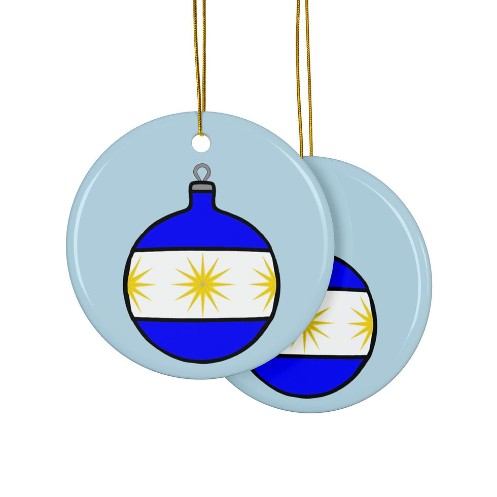 Blue Ball With Gold Stars Ceramic Ornament--Coast & Country