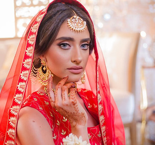 American Bride in South Asian Wedding Makeup and Attire