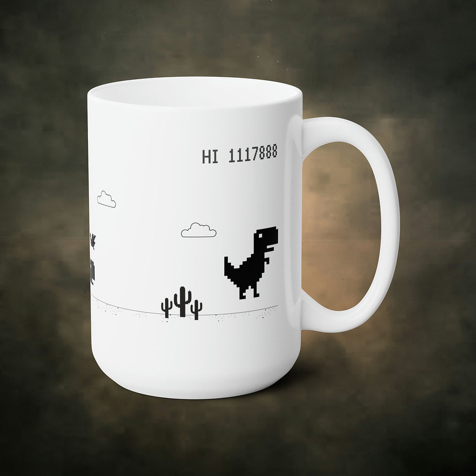 Thumbnail: Funny Dino Run Mug | Funny Office Gift | Offline Dinosaur T-Rex Game Mug