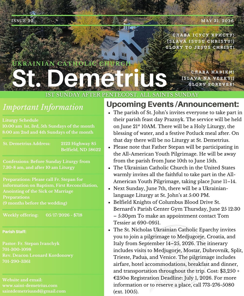 Church Bulletin - May 31, 2026
