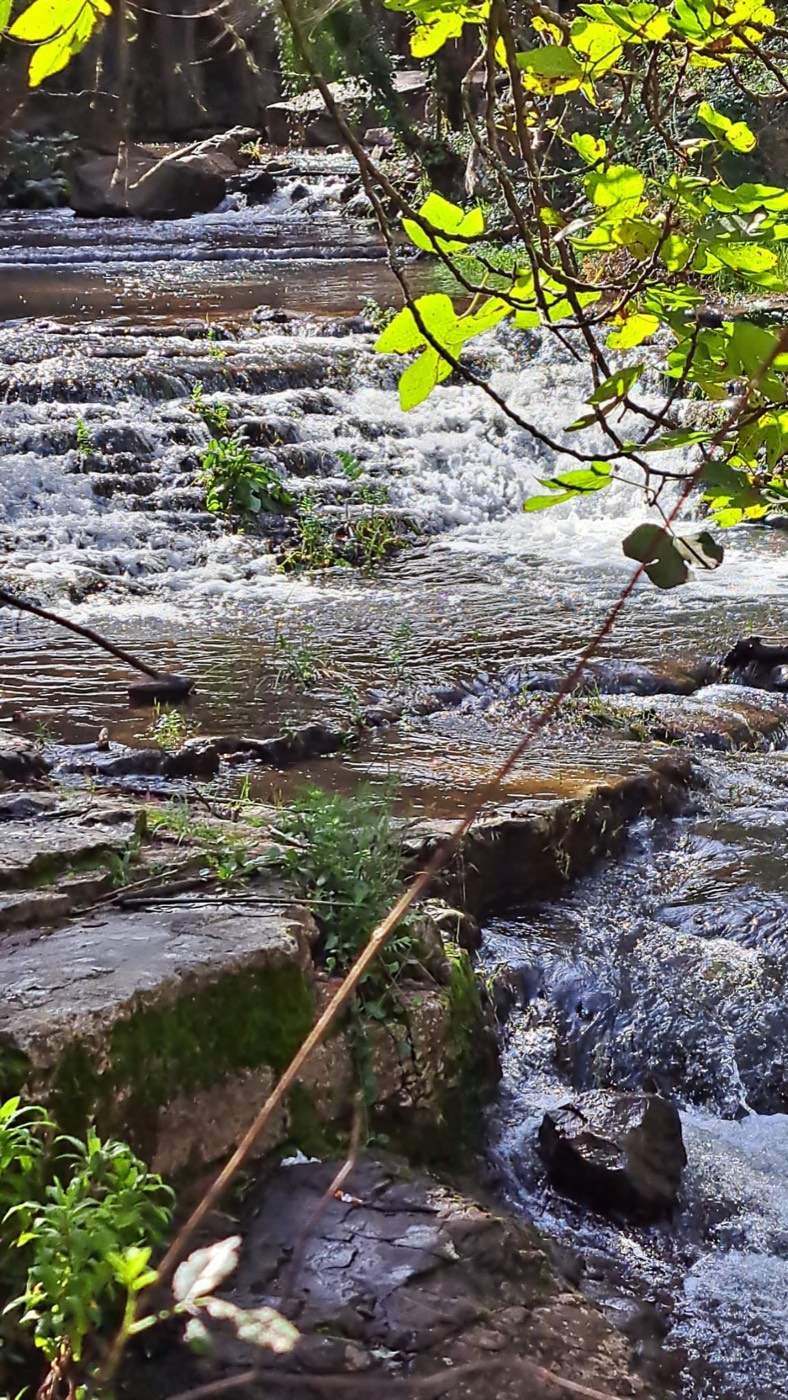 The stepped cascade above the main falls