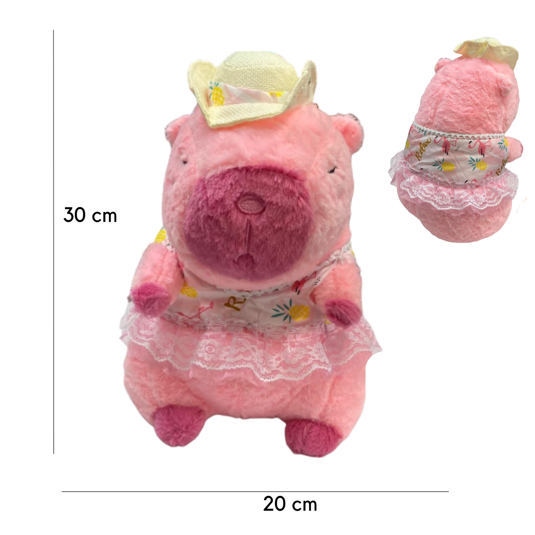 CAPIBARA CON VESTIDO Y SOMBRERO 30CM