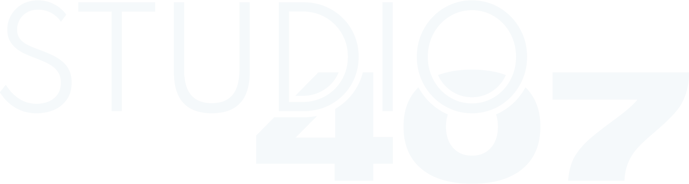 The image shows the text "STUDIO 447" in large, bold, transparent letters against a white background.