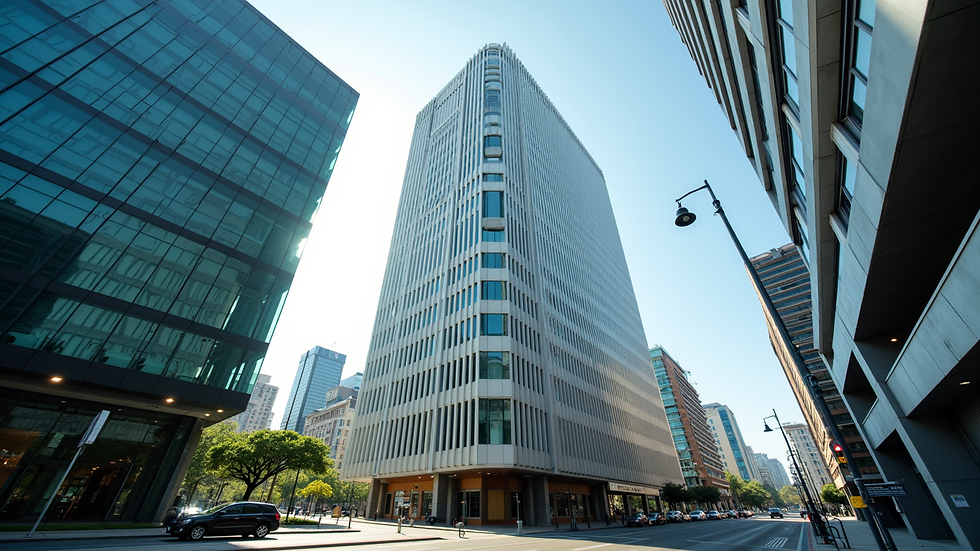 Eye-level view of modern office building in Maringá