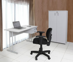 Mesa com Gaveteiro FIxo e Estante ECO