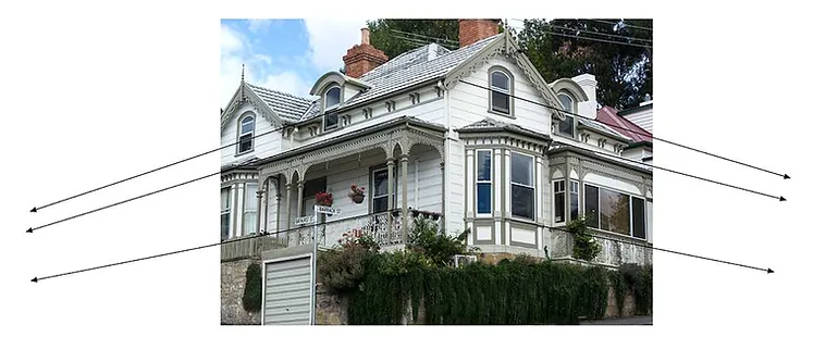 Photograph of buildings above eye level