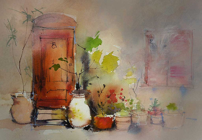 Watercolor showing how focal points can be shifted.