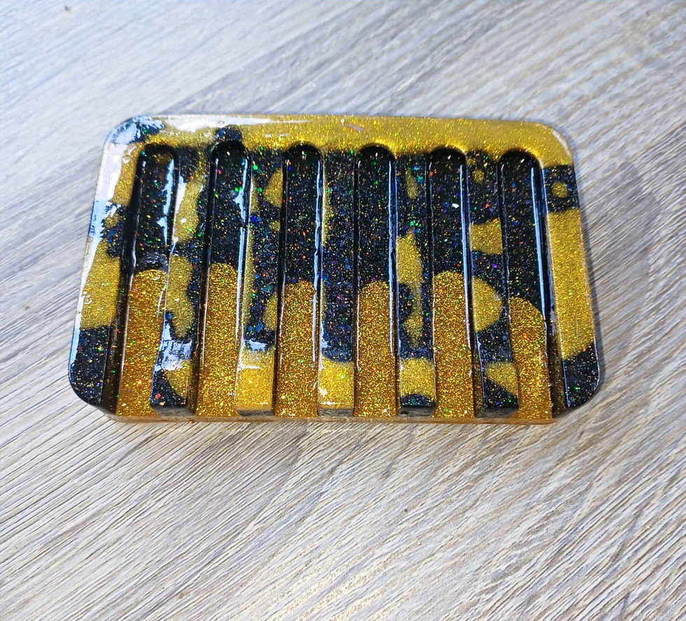 Soap dish -black/gold glitter