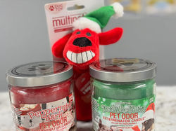 Candles and Red Dog Chew Toy