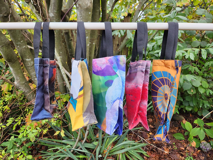 An image of jonnon sustainable banner bags, with text "At Jonnon, we turn banners into fashion and job opportunities for underserved communities."